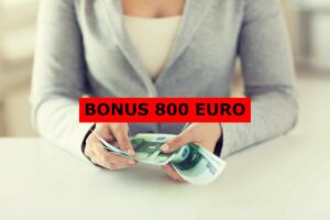 DONNA CONTA EURO, scritta bonus 800 euro